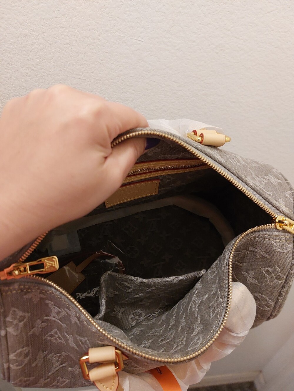 Source Unknown Beige Monogram Canvas Satchel with Gold Hardware - Picture 11 of 15